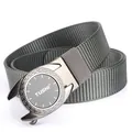 Ceinture pour hommes en nylon gris foncé avec boucle automatique au motif grec - Boucle Gris Fusil Gris Foncé