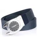 Deep blue quick-dry nylon belt for men with silver automatic buckle and TUSHI logo - Silver Buckle - Royal Blue
