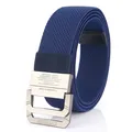 Cinturón elástico de nailon trenzado azul marino con hebilla de doble anillo mate - Azul Real / 120cm