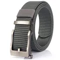 Outdoor men's tactical nylon belt with dark grey zinc alloy automatic buckle - Silver Buckle - Dark Gray