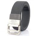 Elastic nylon belt in grey with double ring metal buckle for a classic tactical style - Dark Gray / 120cm