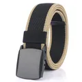 Elastic woven belt in black and khaki with YKK buckle for outdoor casual wear - 120 / Black & Coyote Brown