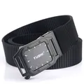 Black nylon tactical belt with dark grey automatic buckle for outdoor leisure - Black (Black Clasp)