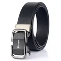 Ceinture business homme en cuir noir avec boucle automatique texturée gris fusil - Noir