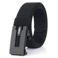 Cintura in nylon nero 3,5 cm con fibbia automatica opaca e cinturino intrecciato - 120cm / Nero