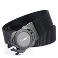 Cintura tattica da uomo in nylon nero con fibbia automatica in lega metallica - 120cm / Fibbia Nera - Nero