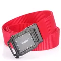 Tactical red nylon belt with matte black automatic buckle for outdoor casual wear - Red (Black Buckle)