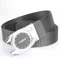 Ceinture homme en nylon gris à séchage rapide avec boucle automatique motif grec argenté - Boucle Argentée - Gris Foncé