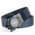 Cintura tattica da uomo in nylon blu-grigio con fibbia automatica in lega opaca - 120cm / Fibbia Nera Blu Reale