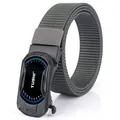 Ceinture tactique en nylon gris foncé avec boucle automatique noire mate et logo TUSHI - Black Buckle Dark Gray