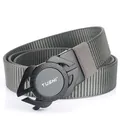 Ceinture homme en nylon gris foncé avec boucle automatique en alliage et motif grec - 120cm / Boucle Noire Gris Foncé