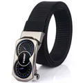 Men's black nylon belt with a gunmetal dual-gauge creative buckle for sports and leisure - Gunmetal Buckle Black
