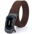 Ceinture tactique en nylon marron avec boucle automatique noire et logo TUSHI - Boucle Noire Café