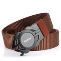 Ceinture homme en nylon marron foncé avec boucle automatique en alliage noir mat - 120cm / Boucle Noire Café