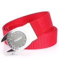 Ceinture homme en nylon rouge à séchage rapide avec boucle métal argenté et méandre - Boucle Argentée - Rouge