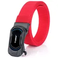Ceinture homme en nylon rouge pour extérieur avec boucle automatique noire mate et texture - Boucle Noire Rouge