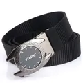 Ceinture noire en nylon à séchage rapide avec boucle automatique grise et logo TUSHI - Boucle Gris Fusil Noir