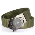 Ceinture homme en nylon vert armée avec boucle automatique et motif grec gravé - 120cm / Boucle Gunmetal-Vert Armée