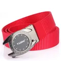 Ceinture homme en nylon rouge séchage rapide avec boucle automatique gris fusil - Boucle Gris Fusil Rouge