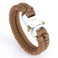 Tactical paracord survival bracelet in brown with a silver metal quick-release buckle - Coyote Brown (Silver Buckle)