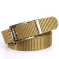 Men's khaki nylon tactical belt with matte metal automatic buckle for outdoor casual wear - 120cm / Silver Buckle - Wolf Brown