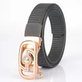 Women's dark gray thick nylon braided belt with rose gold rhinestone buckle - Rose Gold Buckle - Dark Gray