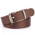 Ceinture tressée marron en nylon pour hommes avec boucle automatique en métal brossé - 120cm / Marron