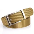 3.5cm khaki tactical nylon belt with dark grey automatic buckle for men's casual wear - 120cm / Silver Clasp / Coyote Brown