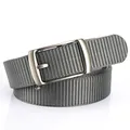 Ceinture moderne en nylon tressé gris avec boucle en métal argenté brossé et mat - 120cm / Gris foncé