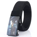 Cinturón táctico de nailon negro para hombre con hebilla metálica automática militar - Negro Estilo 3 / 120cm
