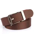 Men's dark brown braided waist belt with matte silver buckle on white background - 120cm / Silver Buckle - Coffee