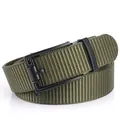 Men's olive green tactical nylon belt with durable black matte alloy automatic buckle - 120cm / Black Buckle - Army Green