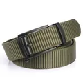 Olive green tactical nylon belt with black matte automatic buckle for outdoor activities - 120cm / Black Buckle - Army Green