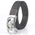 Dark gray woven nylon belt with silver rhinestone buckle for casual dress style - Silver Buckle Dark Gray