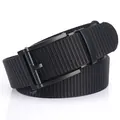 Men's 3.5cm tactical black nylon belt with matte metal automatic buckle for casual wear - 120cm / Black Clasp / Black