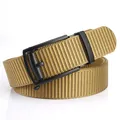 Khaki nylon outdoor belt with matte black automatic buckle and woven texture - 120cm / Black Buckle - Wolf Brown