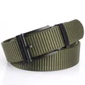 Men's army green tactical nylon belt with a black matte automatic metal buckle - 120cm / Black Clasp / Army Green