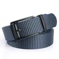 Blue-grey tactical nylon belt with matte black automatic buckle for outdoor casual wear - 120cm / Black Buckle - Royal Blue