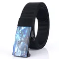 Tactical black nylon web belt with blue sci-fi automatic metal buckle by ENNIU - Black - 18 / 120cm