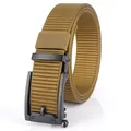 Men's nylon tactical belt with matte black automatic buckle in coyote brown color - Black Buckle Wolf Brown