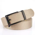 Khaki nylon tactical belt featuring a matte black automatic buckle for outdoor casual wear - 120cm / Black Buckle - Khaki