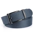 Cintura da uomo in nylon blu scuro con fibbia automatica in lega nera opaca - Fibbia Nera Blu Reale