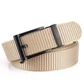 Ceinture en nylon kaki pour hommes avec boucle automatique noire en alliage robuste - 120cm / Boucle Noire Khaki