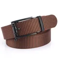 Men's casual nylon belt in dark brown featuring a matte black alloy automatic buckle - 120cm / Black Buckle - Coffee