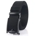 All-black tactical nylon canvas belt with matte black automatic buckle for outdoor casual wear - 120cm / Black Buckle - Black