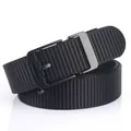 Men's black tactical nylon canvas belt with matte black automatic buckle for casual wear - 120cm / Black Buckle - Black