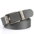 Men's thickened charcoal nylon belt with durable automatic metal buckle and lion emblem - 120cm / Silver Buckle - Dark Gray