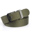 Army green tactical canvas belt with a matte black buckle for men's casual outdoor wear - 120cm / Black Buckle - Army Green