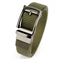 Army green tactical nylon belt with gun-grey automatic metal buckle for outdoors - 120cm / Silver Buckle - Army Green