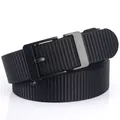 Men's tactical black nylon belt with matte metal buckle and durable woven texture - Black Buckle - Black